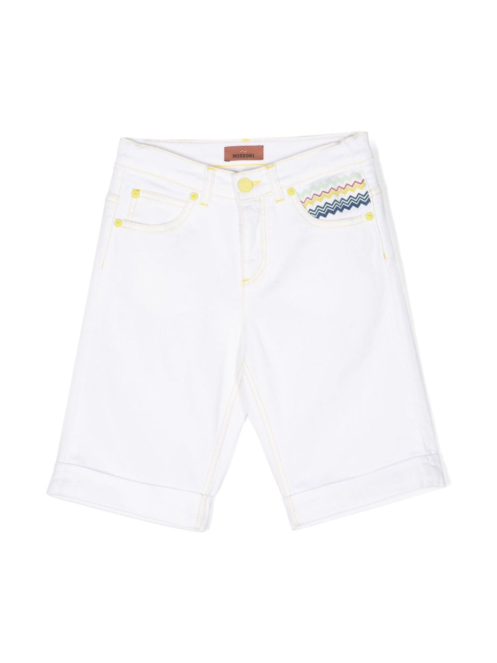 Missoni Kids zigzag-embroidered denim shorts - White von Missoni Kids