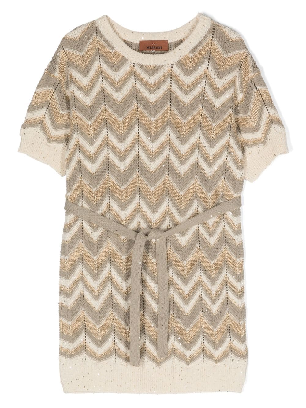 Missoni Kids zigzag-knit belted minidress - Neutrals von Missoni Kids