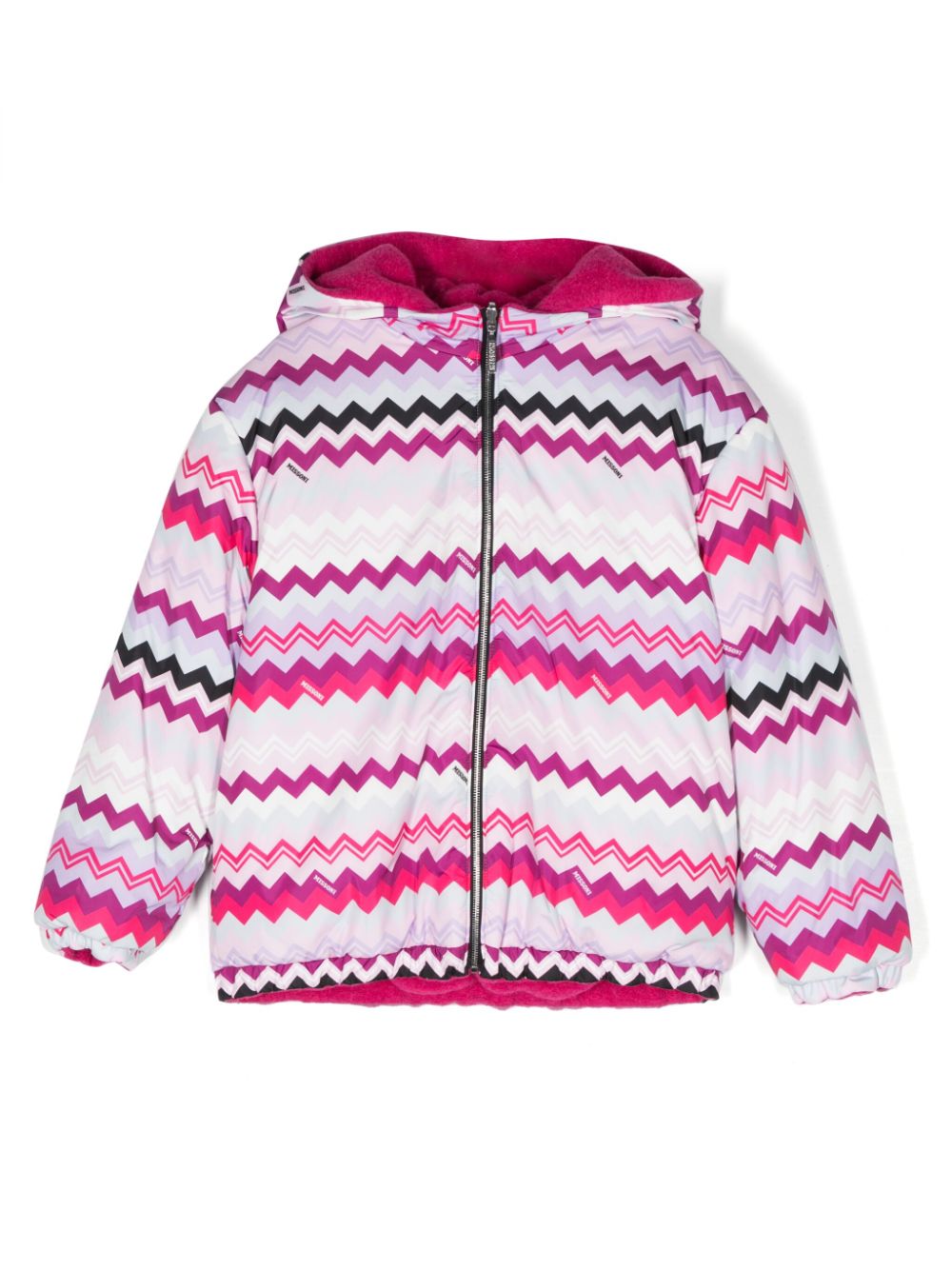 Missoni Kids zigzag-pattern hooded bomber jacket - Pink von Missoni Kids