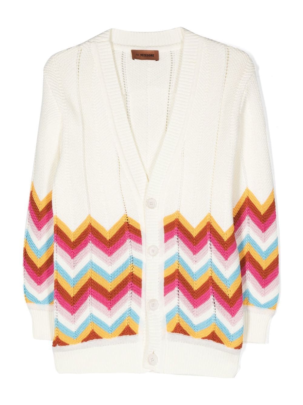 Missoni Kids zigzag-print V-neck cardigan - Neutrals von Missoni Kids