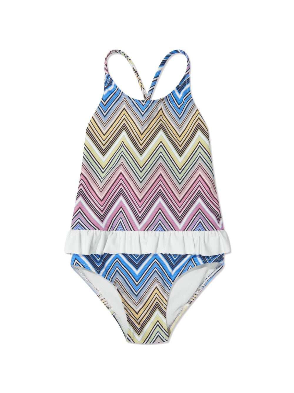 Missoni Kids zigzag-print ruffle swimsuit - Blue von Missoni Kids