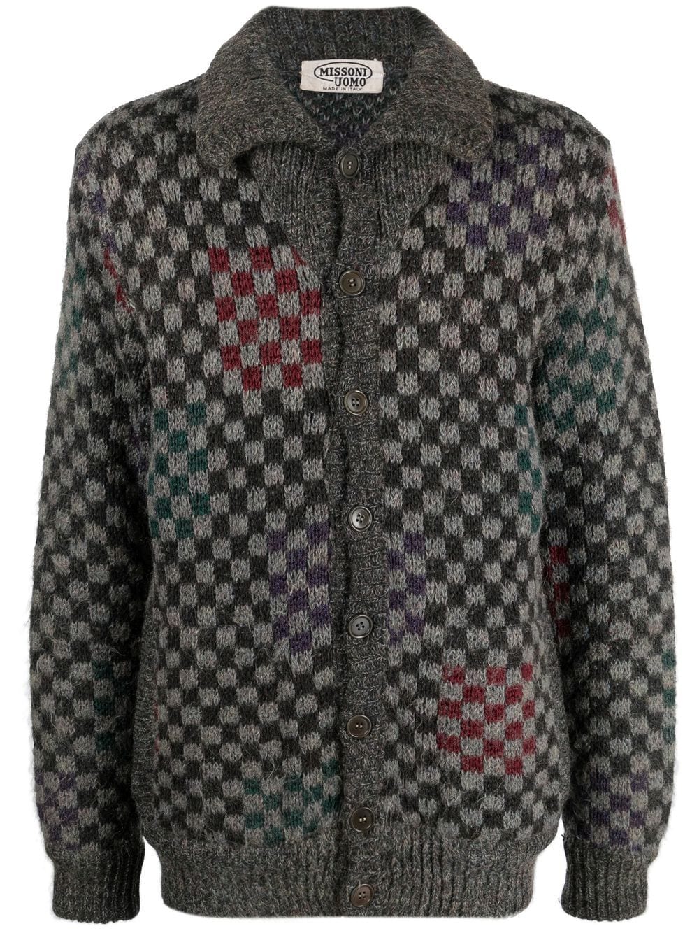 Missoni Pre-Owned 1980s checkered knitted jacket - Grey von Missoni Pre-Owned