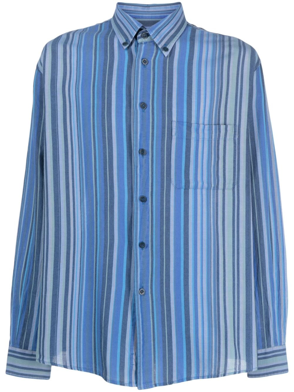 Missoni Pre-Owned 1990s striped cotton shirt - Blue von Missoni Pre-Owned