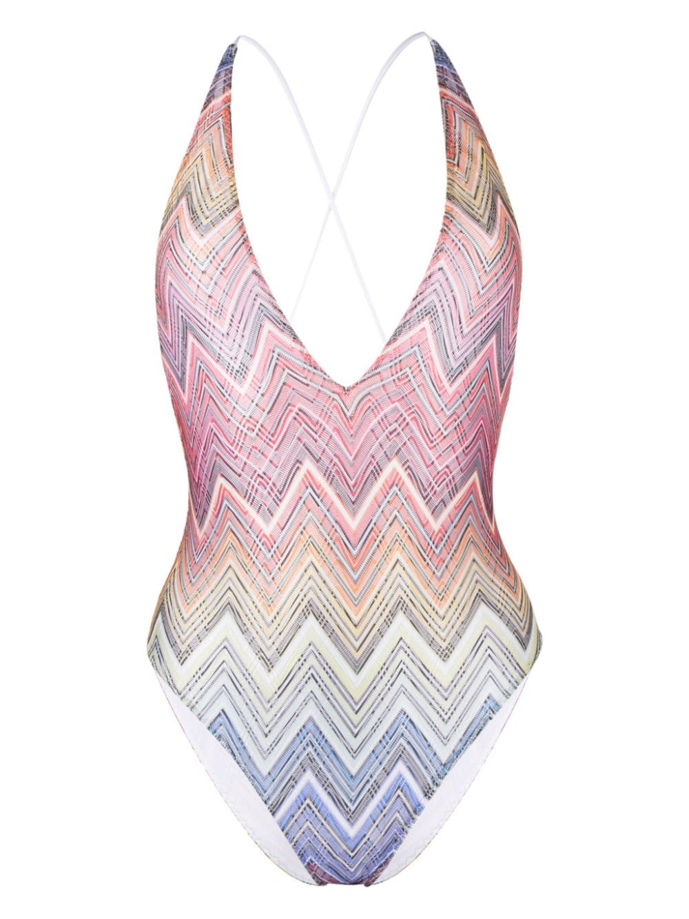 Missoni V-neck zigzag-print swimsuit - Pink von Missoni
