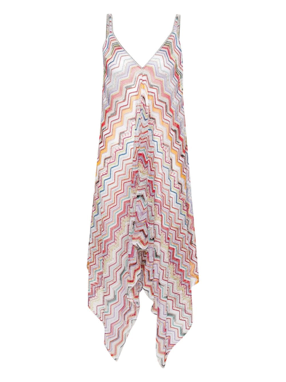 Missoni Zigzag-knit asymmetric cover up - Red von Missoni