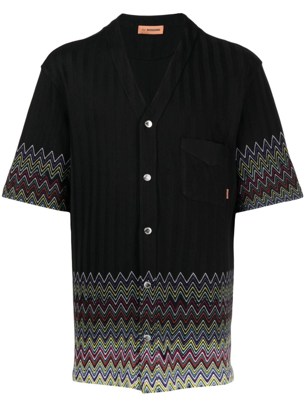 Missoni chevron-print striped cotton shirt - Black von Missoni