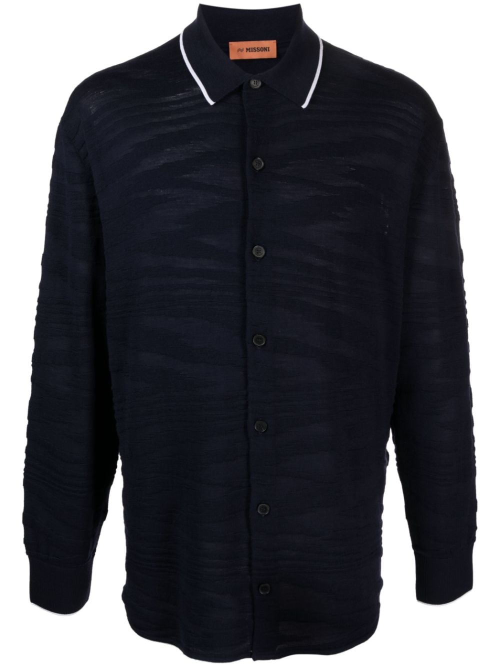 Missoni contrasting-trim wool-blend shirt - Blue von Missoni