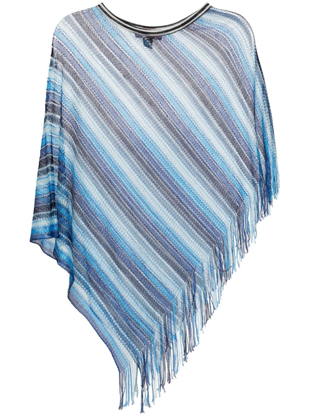 Missoni fringe-detail striped poncho - Blue von Missoni