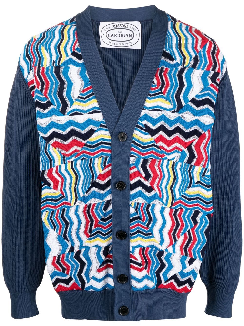 Missoni graphic print knitted cardigan - Blue von Missoni