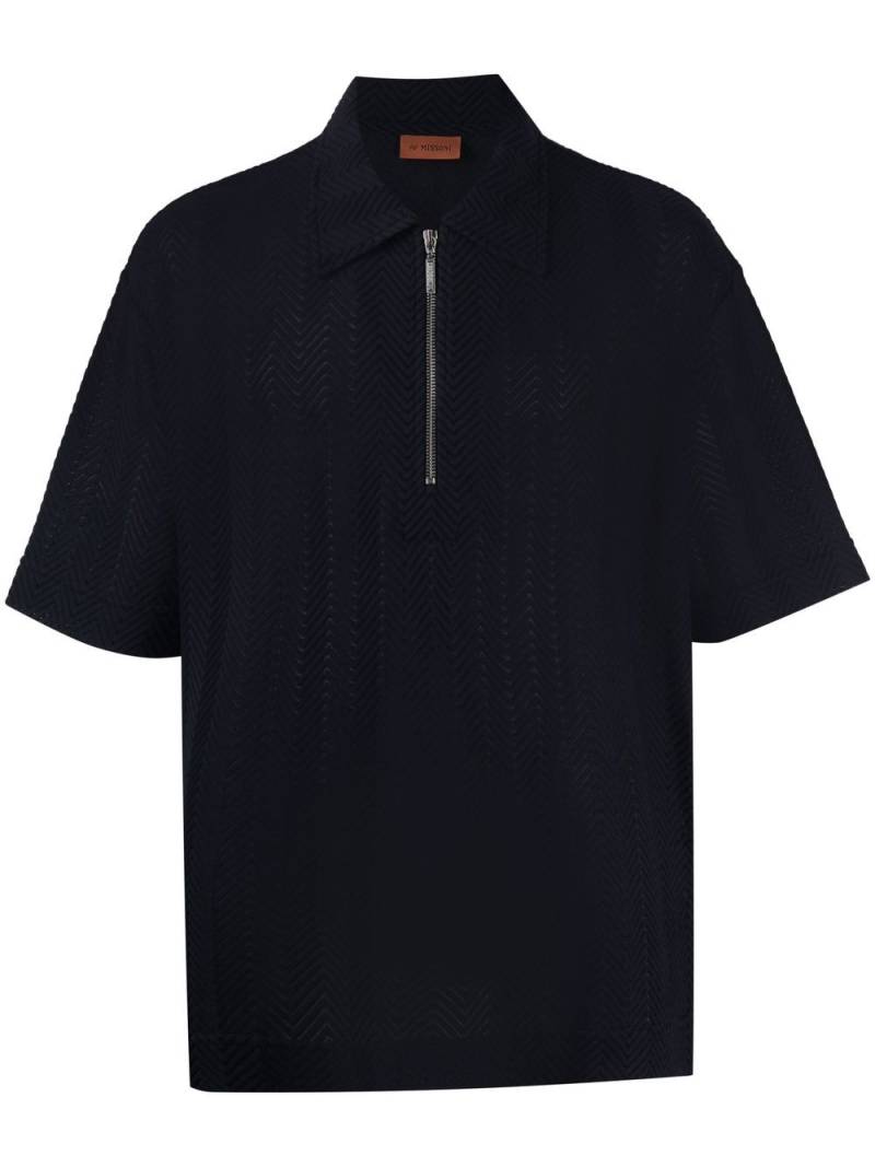 Missoni half-zip chevron polo shirt - Blue von Missoni