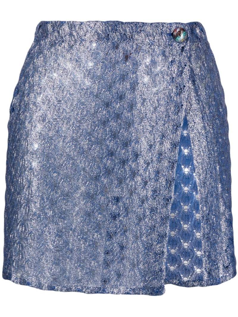 Missoni metallic crochet-knit miniskirt - Blue von Missoni