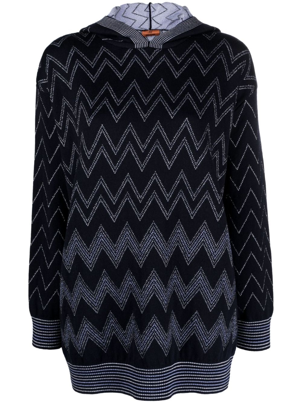 Missoni metallic zigzag-jacquard hoodie - Blue von Missoni