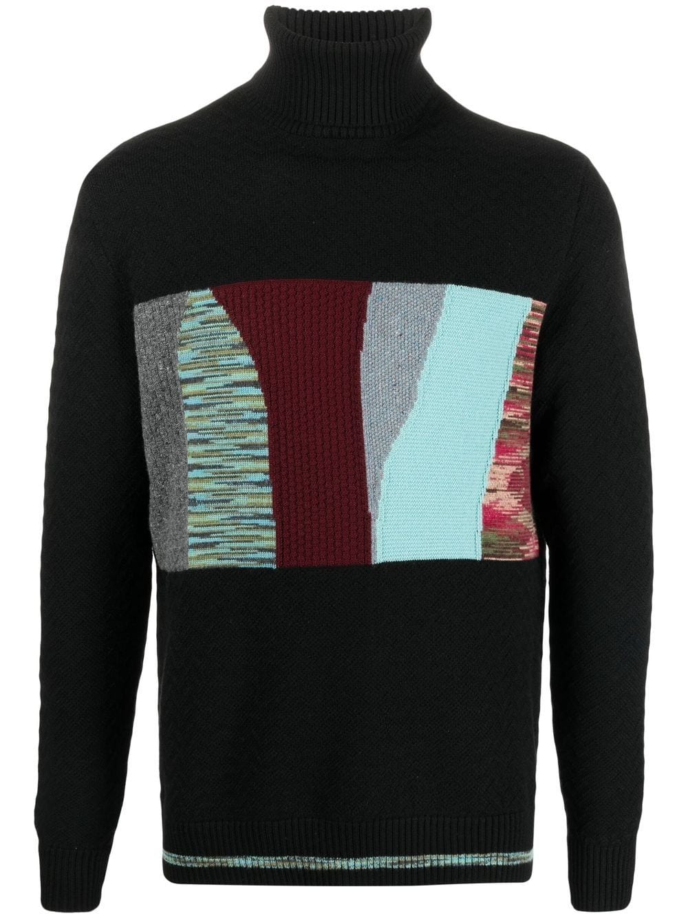 Missoni patchwork-motif roll neck jumper - Black von Missoni