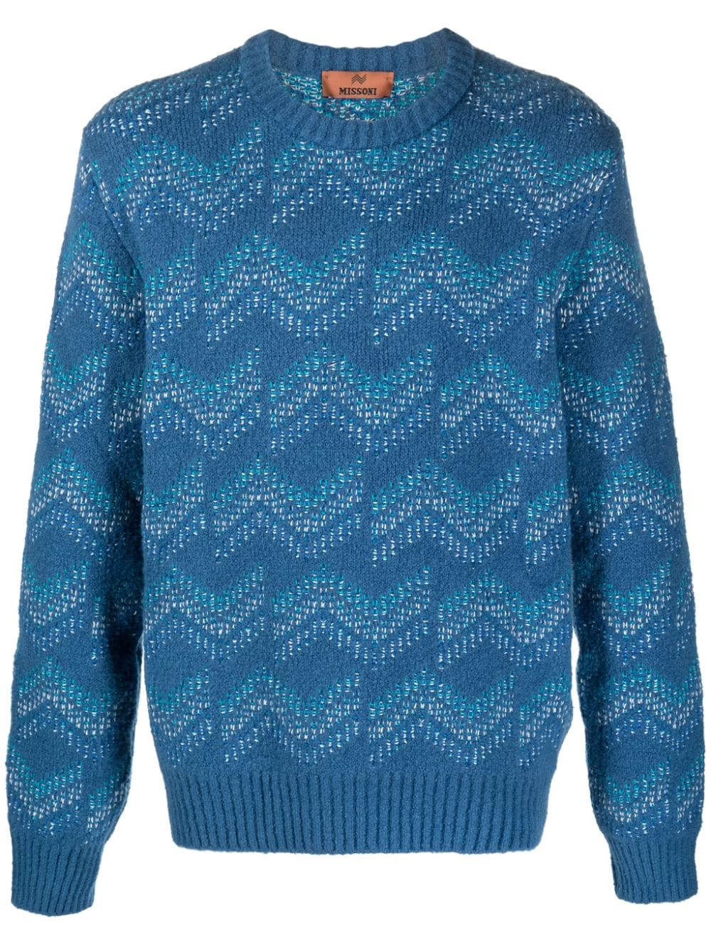 Missoni patterned-jacquard textured jumper - Blue von Missoni