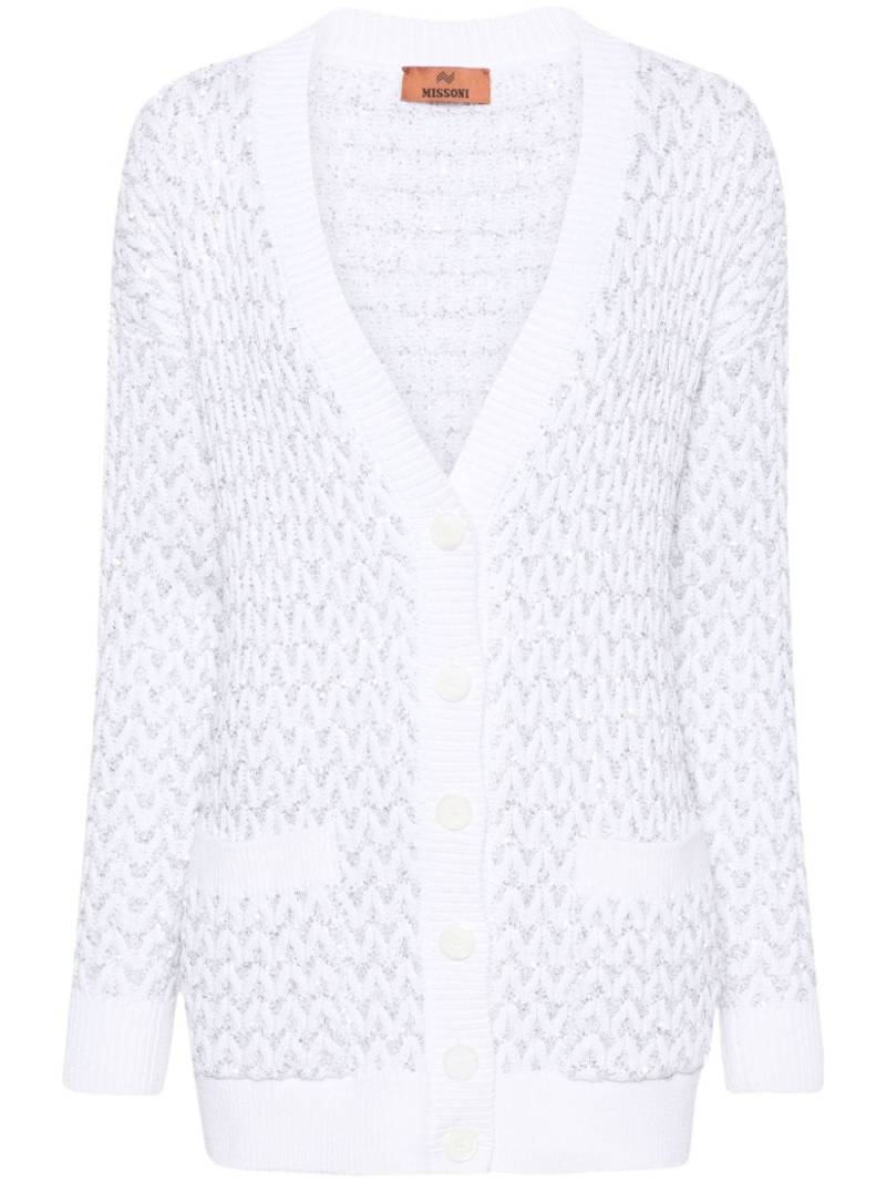 Missoni sequin-embellished chunky-knit cardigan - White von Missoni