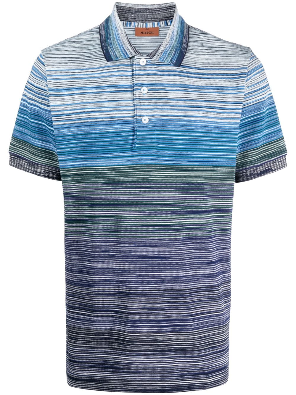 Missoni stripe-pattern cotton polo shirt - Blue von Missoni