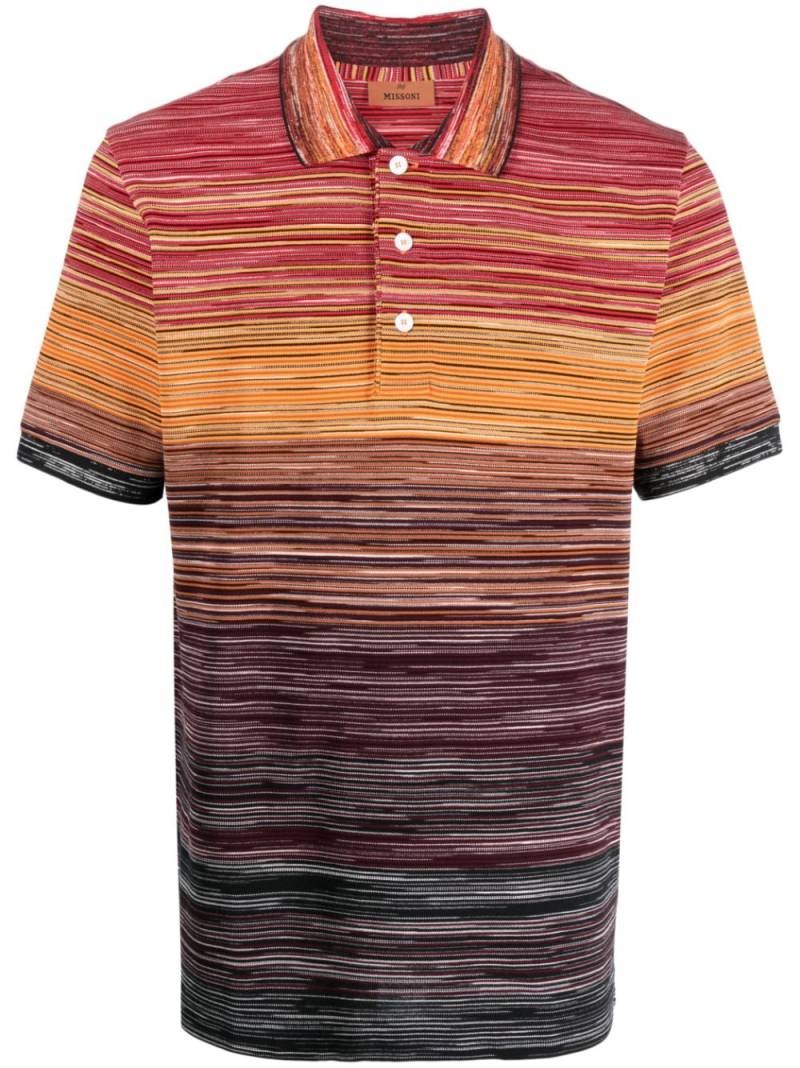 Missoni stripe-pattern cotton polo shirt - Orange von Missoni