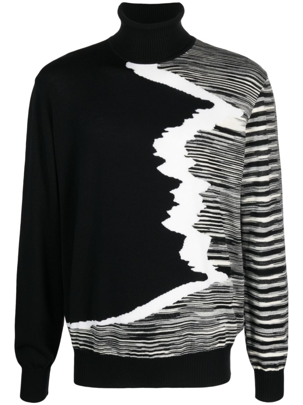 Missoni stripe-pattern roll-neck jumper - Black von Missoni