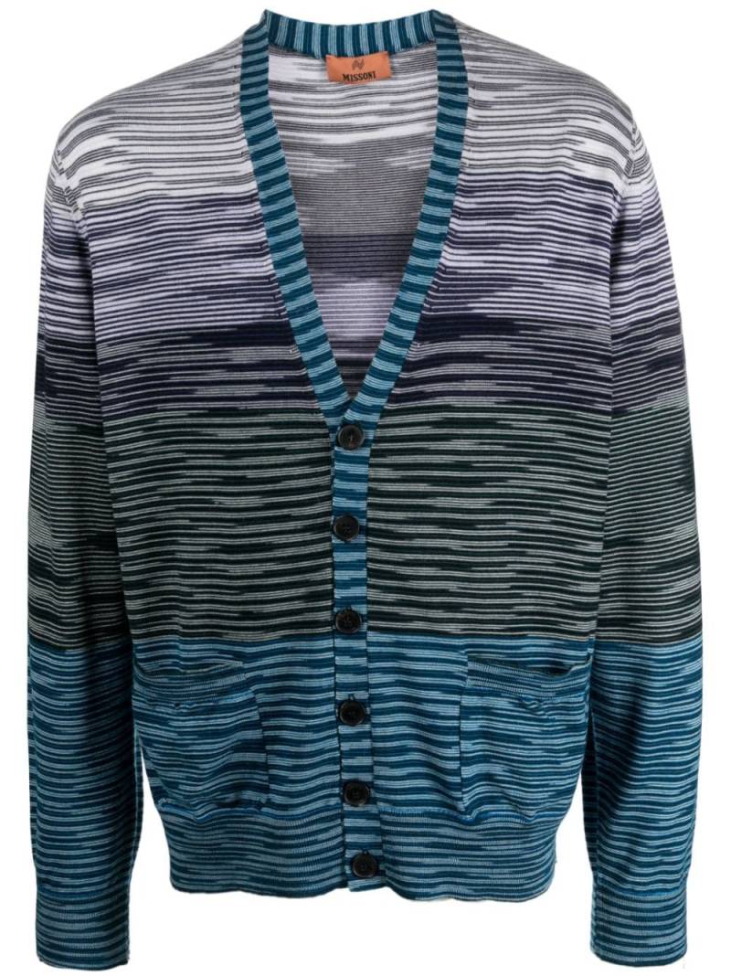 Missoni striped V-neck wool cardigan - Blue von Missoni