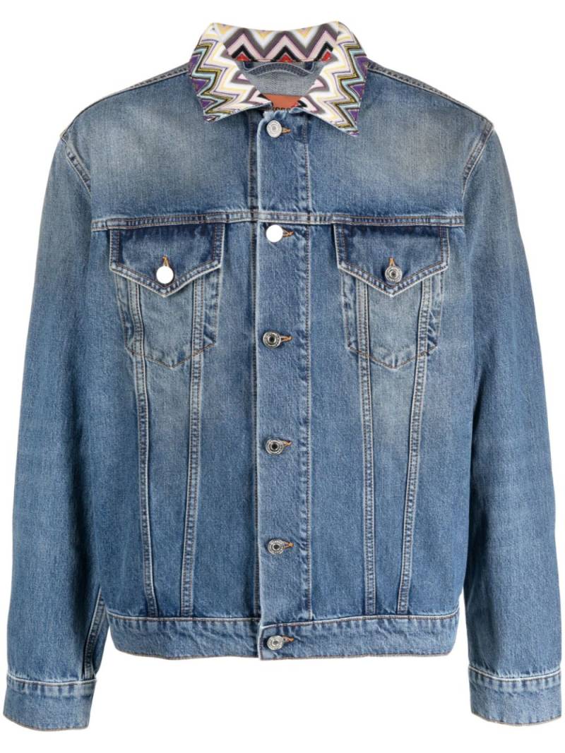 Missoni zig-zag collar denim jacket - Blue von Missoni