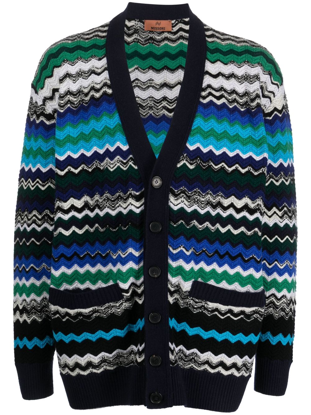 Missoni zig-zag knitted wool-blend cardigan - Blue von Missoni
