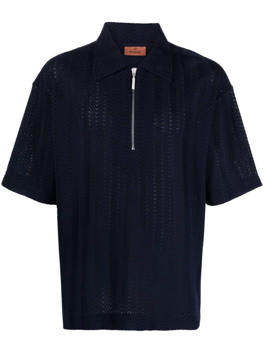 Missoni zig-zag zip-up polo shirt - Blue von Missoni