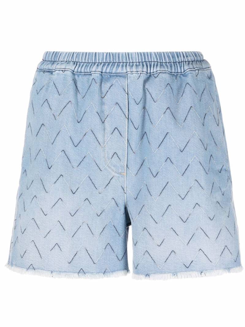 Missoni zigzag-embroidered denim shorts - Blue von Missoni