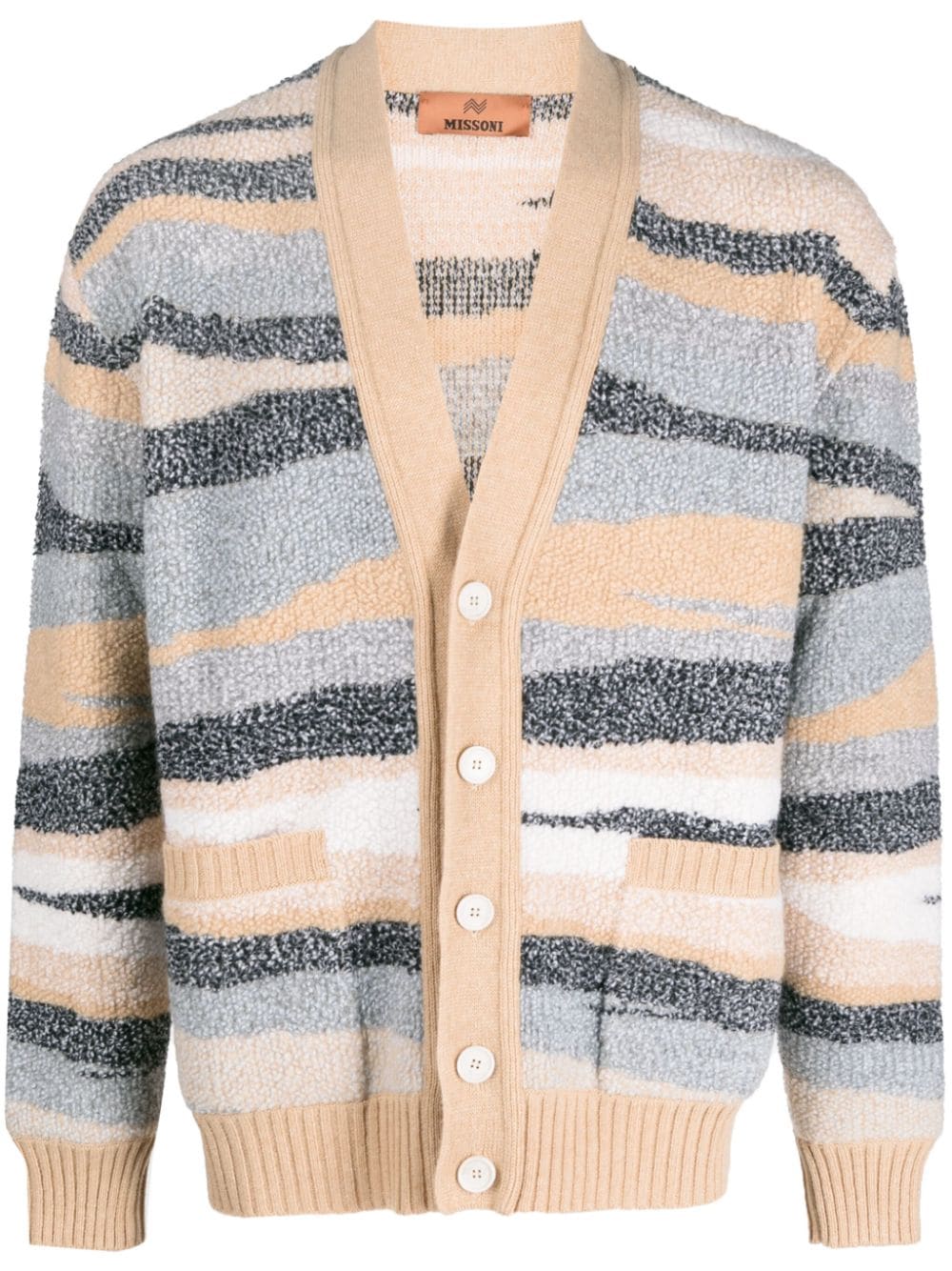 Missoni zigzag-jacquard wool cardigan - Neutrals von Missoni