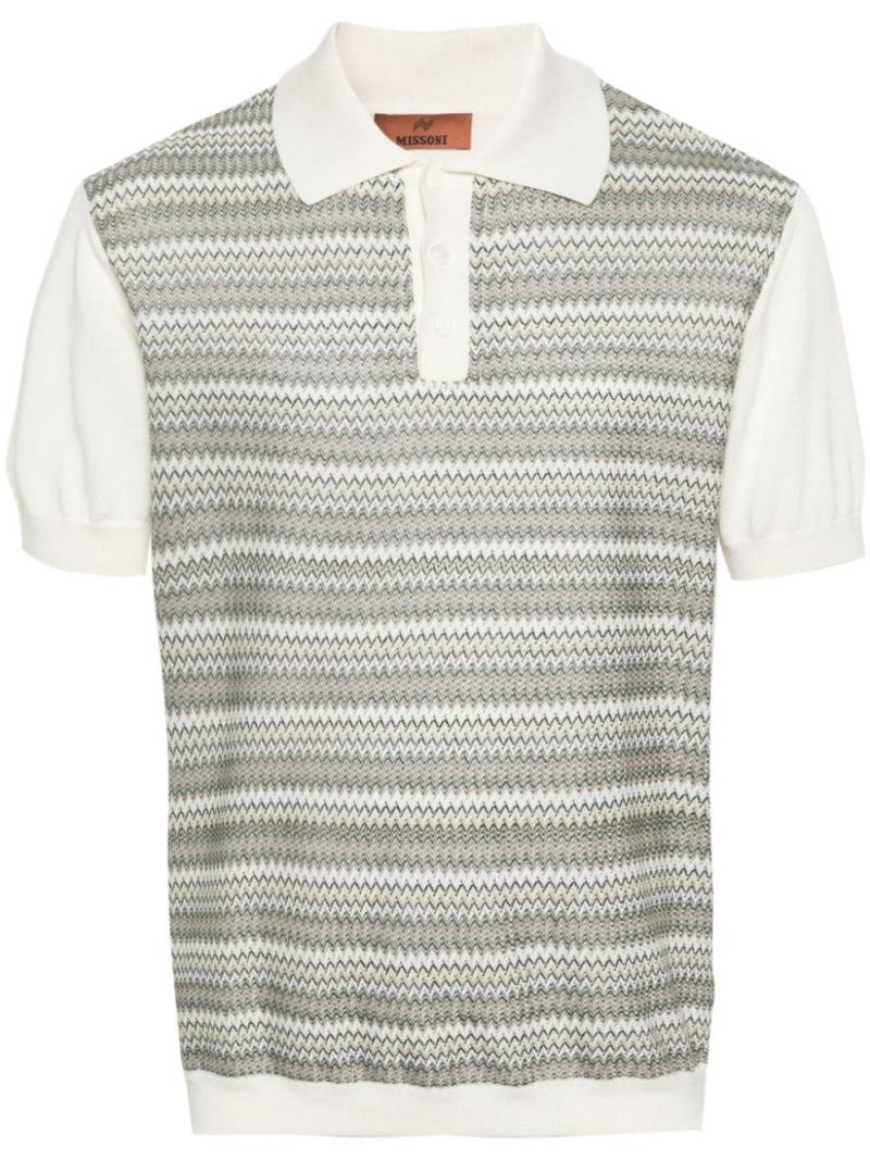 Missoni zigzag knitted polo shirt - Neutrals von Missoni
