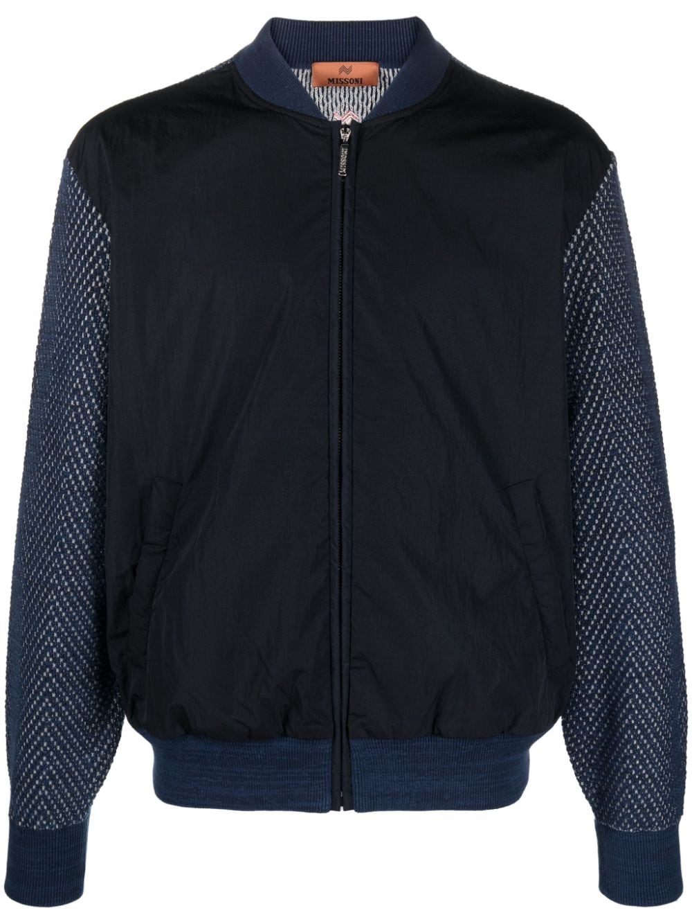 Missoni zigzag panelled bomber jacket - Blue von Missoni