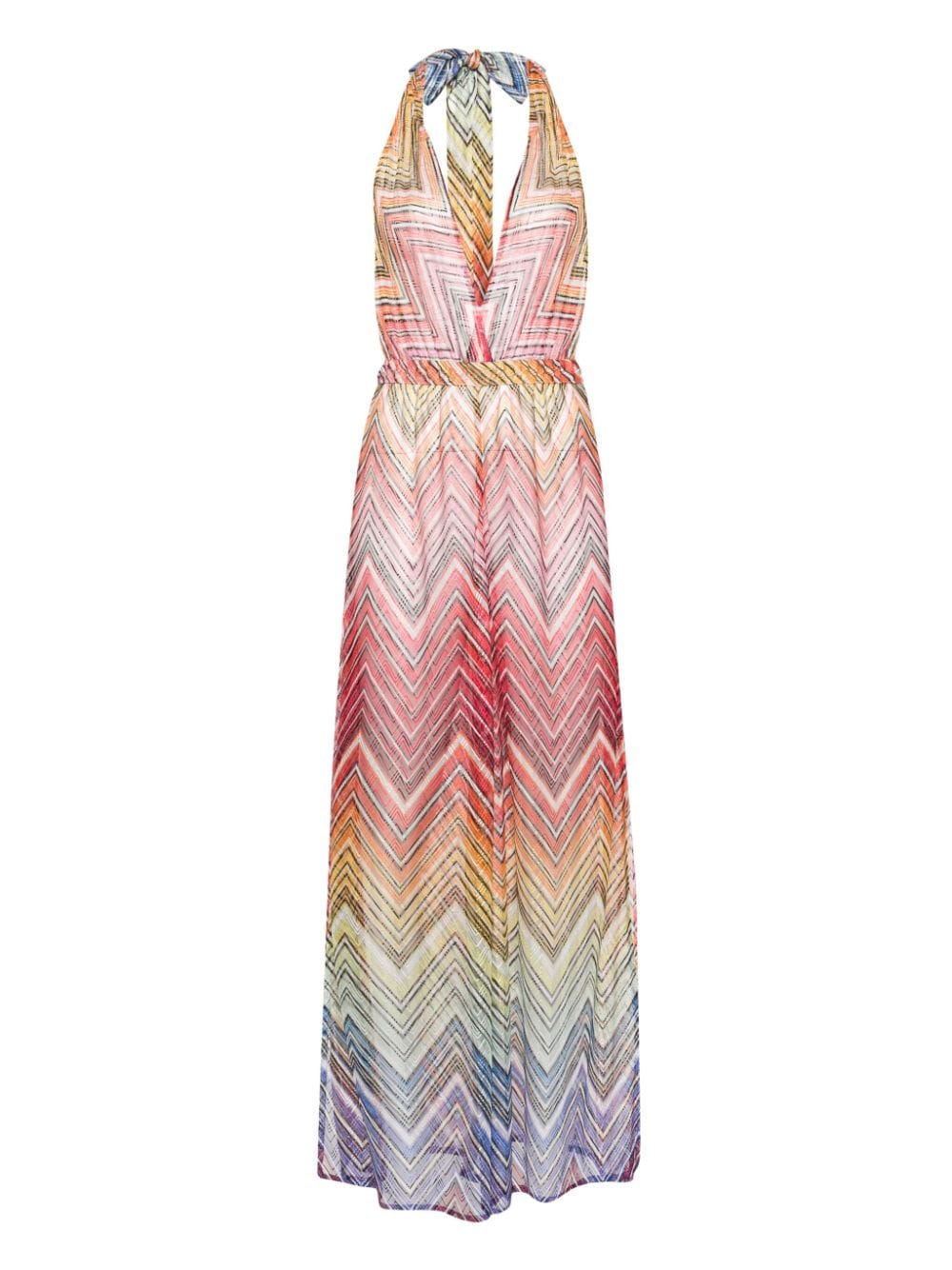 Missoni zigzag-print halterneck jumpsuit - Red von Missoni