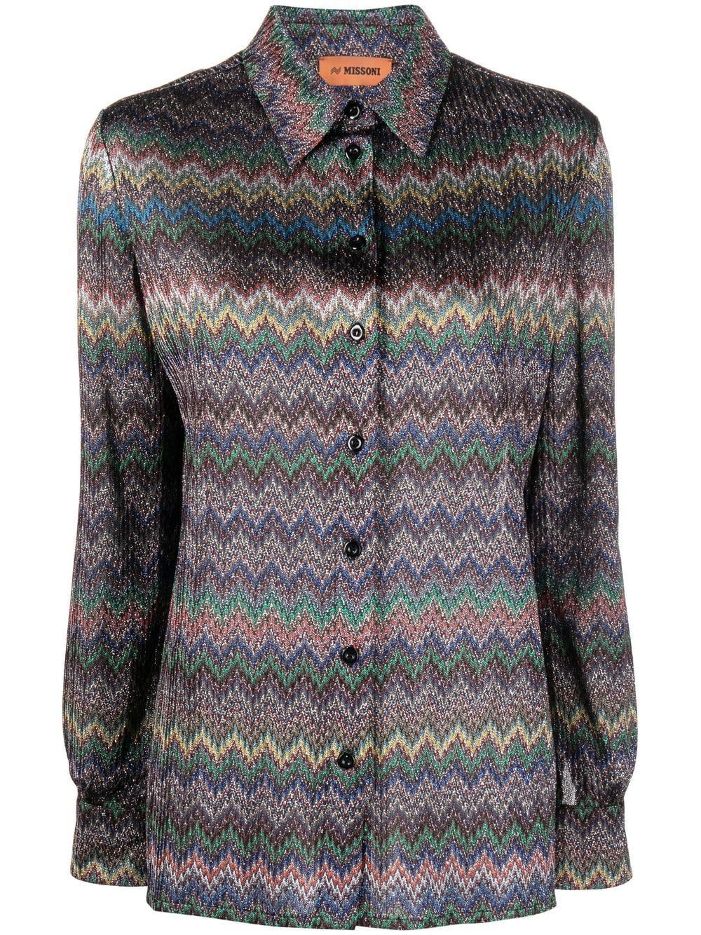 Missoni zigzag-print long-sleeve shirt - Blue von Missoni