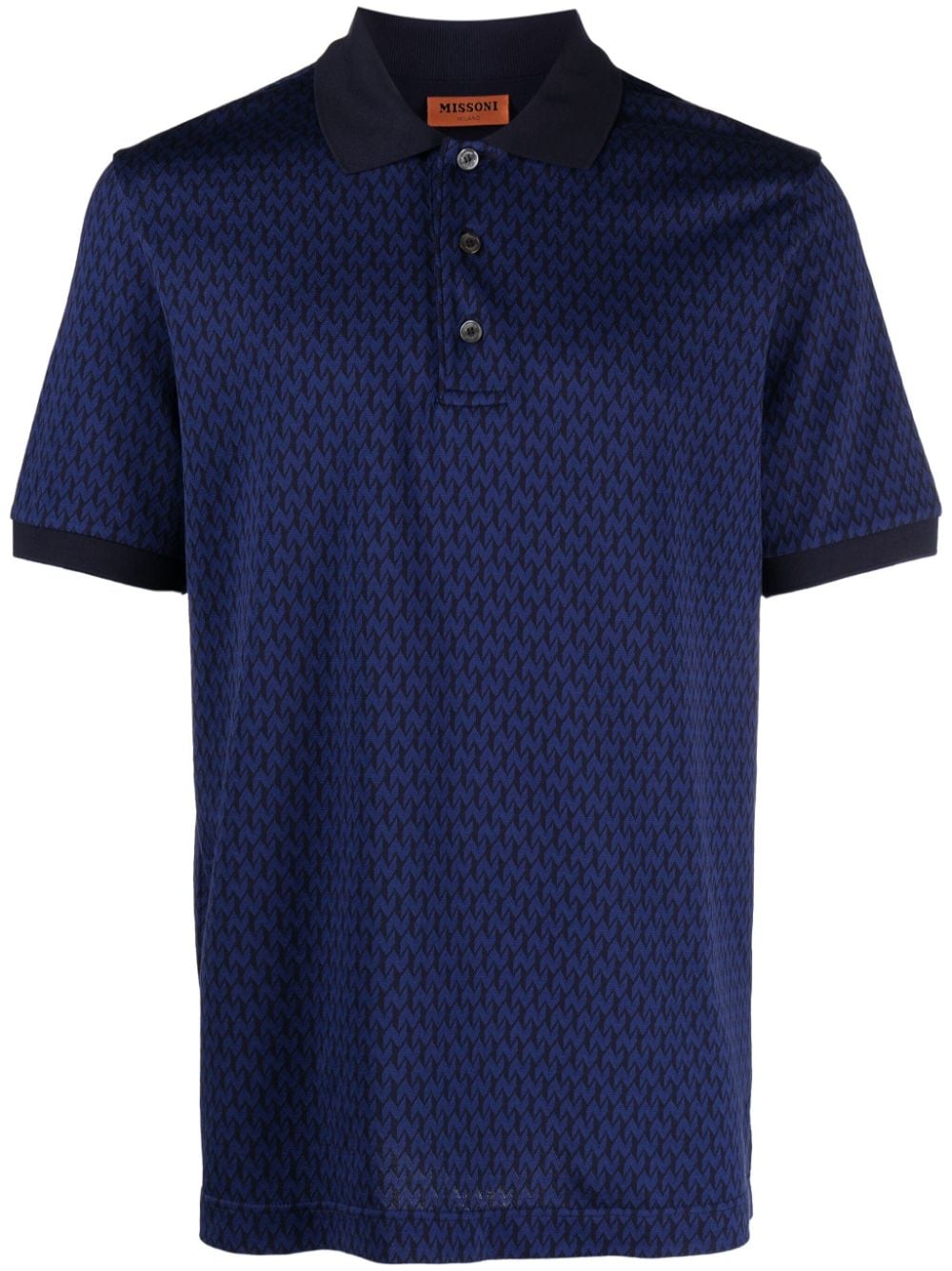 Missoni zigzag-print polo shirt - Blue von Missoni