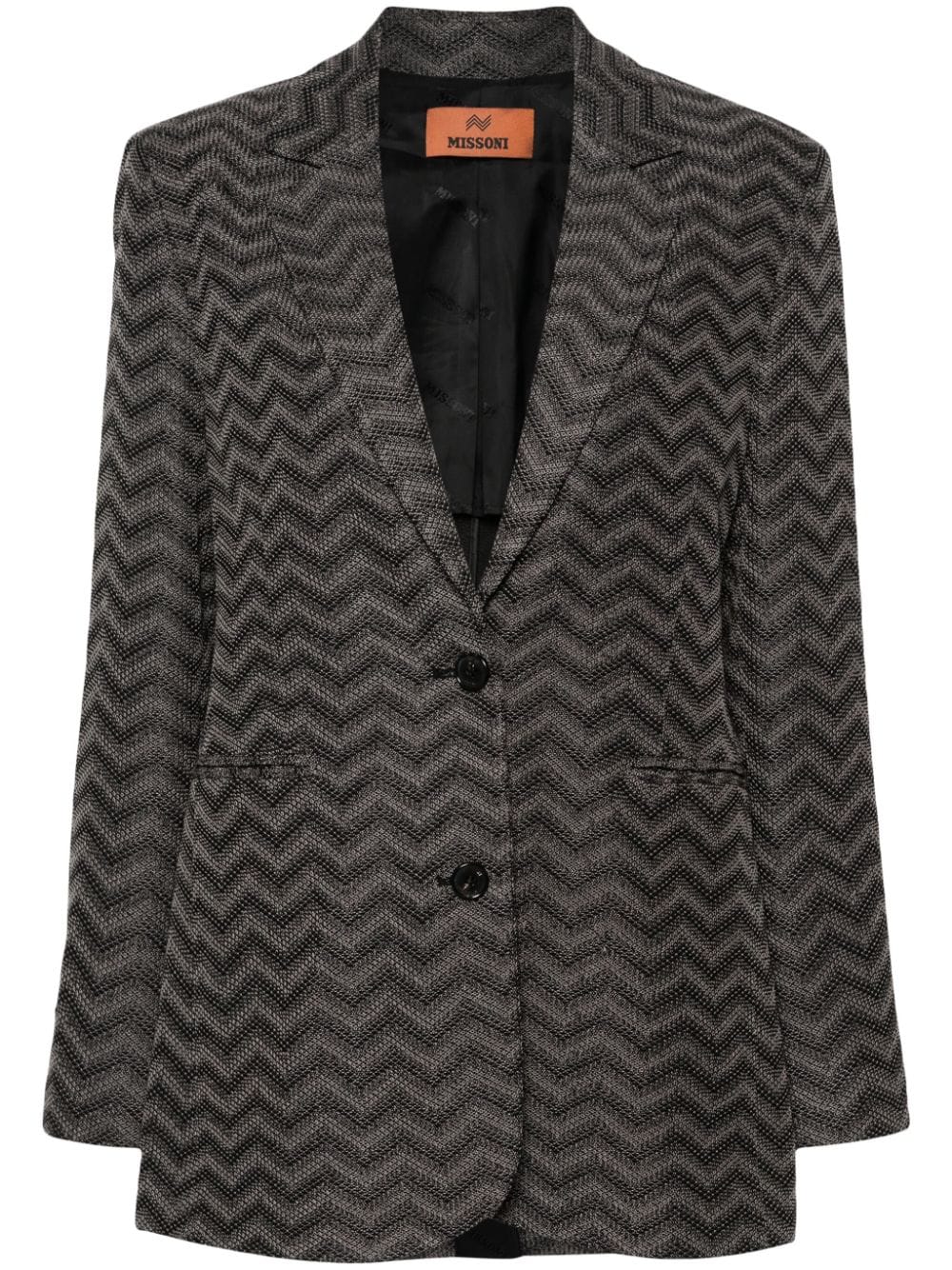 Missoni zigzag single-breasted cotton blazer - Grey von Missoni
