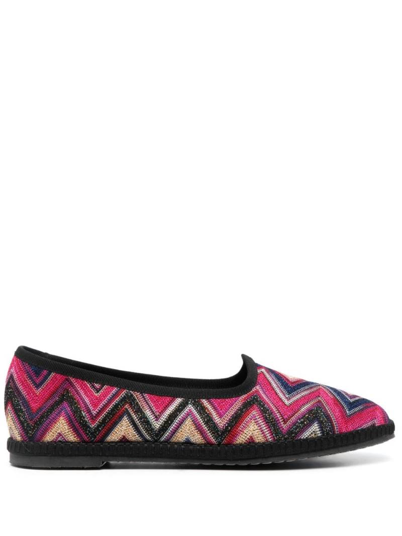 Missoni zigzag-woven ballerina shoes - Pink von Missoni