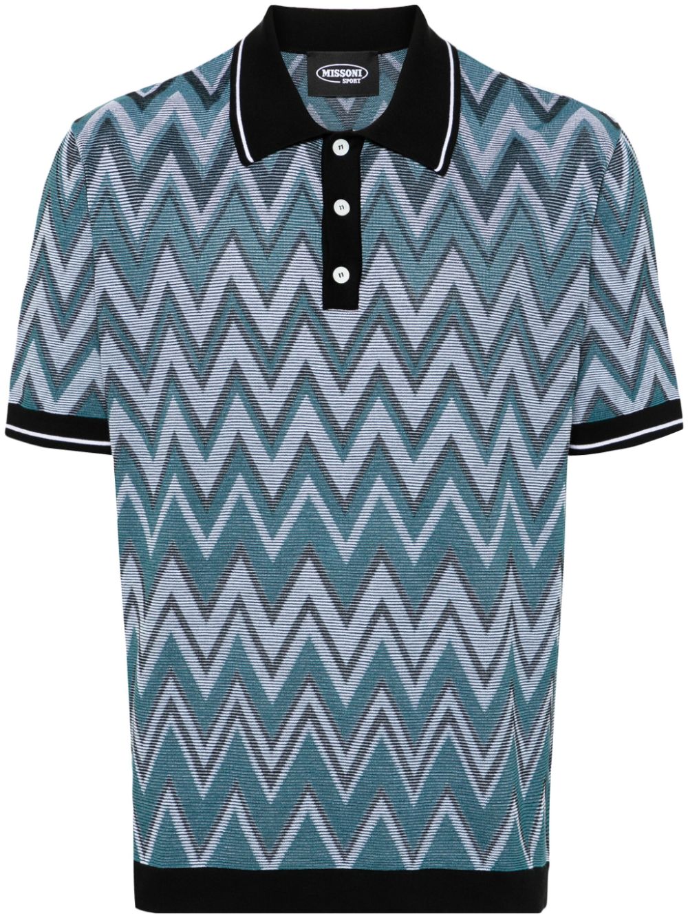 Missoni zigzag-woven knitted polo shirt - Blue von Missoni