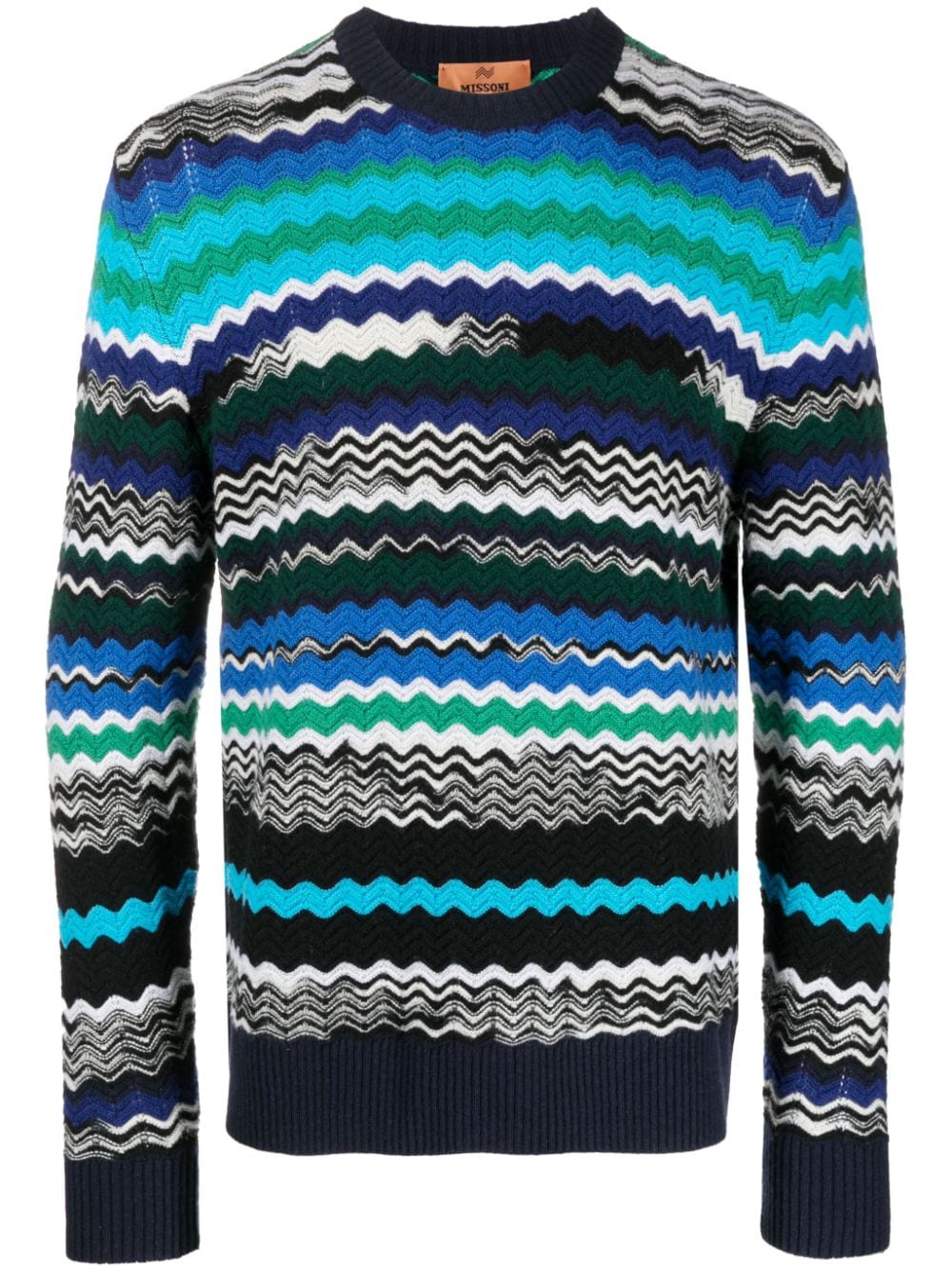 Missoni zigzag-woven wool-blend jumper - Blue von Missoni