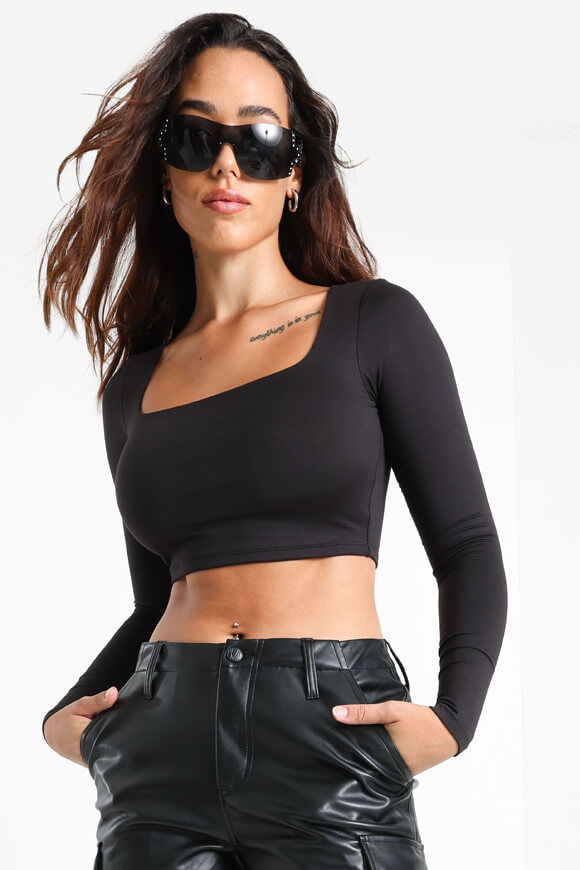 Missue Crop Langarmshirt | Schwarz | Damen  | S von Missue