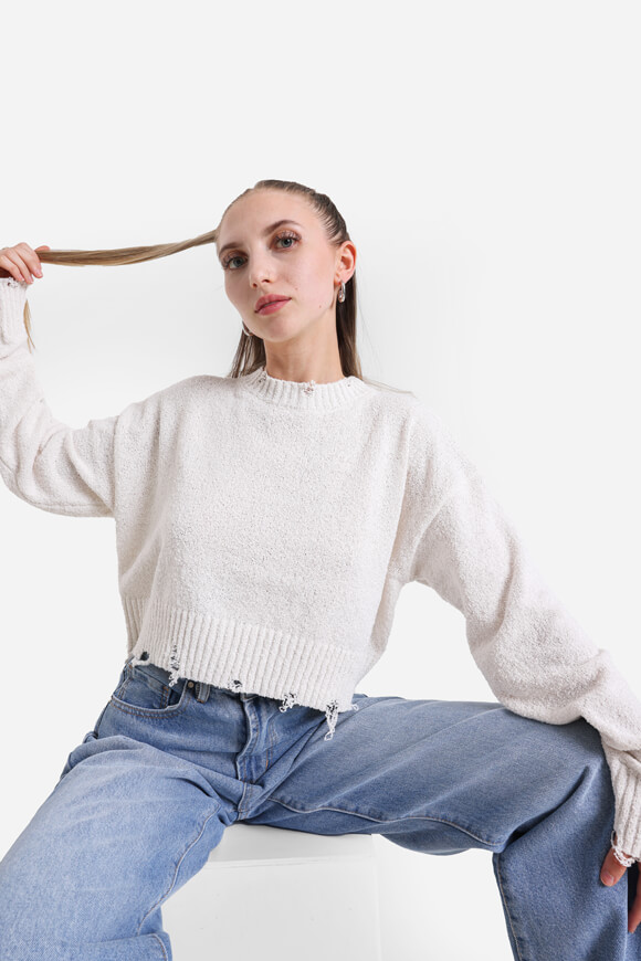 Missue Crop Strickpullover | Offwhite | Damen  | L von Missue