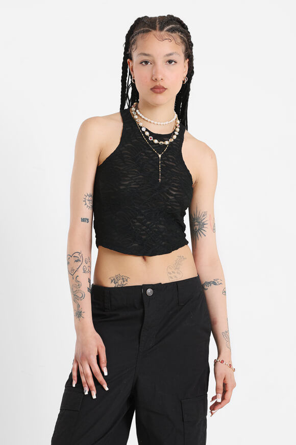 Missue Crop Top mit Strukturstoff | Schwarz | Damen  | L von Missue