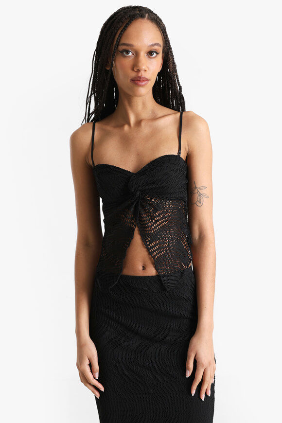 Missue Crop Trägertop mit Lochmuster | Schwarz | Damen | S Missue Crop Trägertop mit Lochmuster | Schwarz | Damen | S von Missue