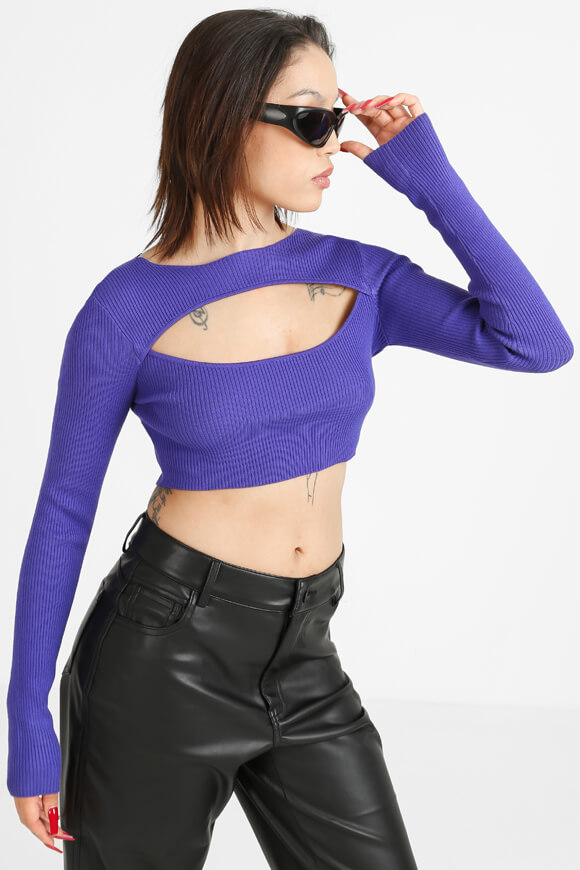 Missue Gerippter Crop Strickpullover | Lila | Damen  | XS von Missue