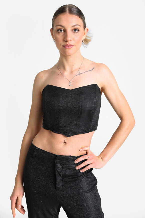 Missue Glitzer Corsage-Top | Schwarz + Silber | Damen  | XS von Missue