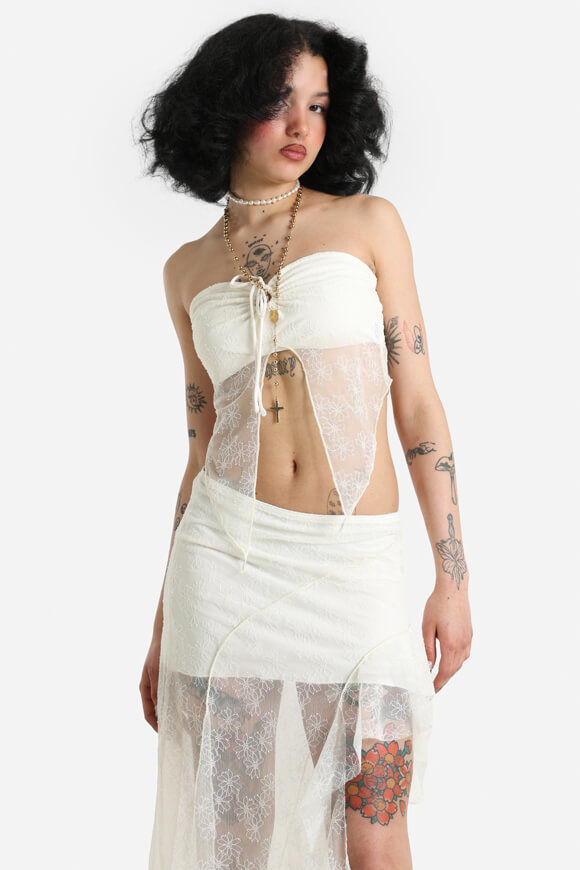 Missue Mesh Bandeau-Crop Top | Ecru | Damen  | S von Missue