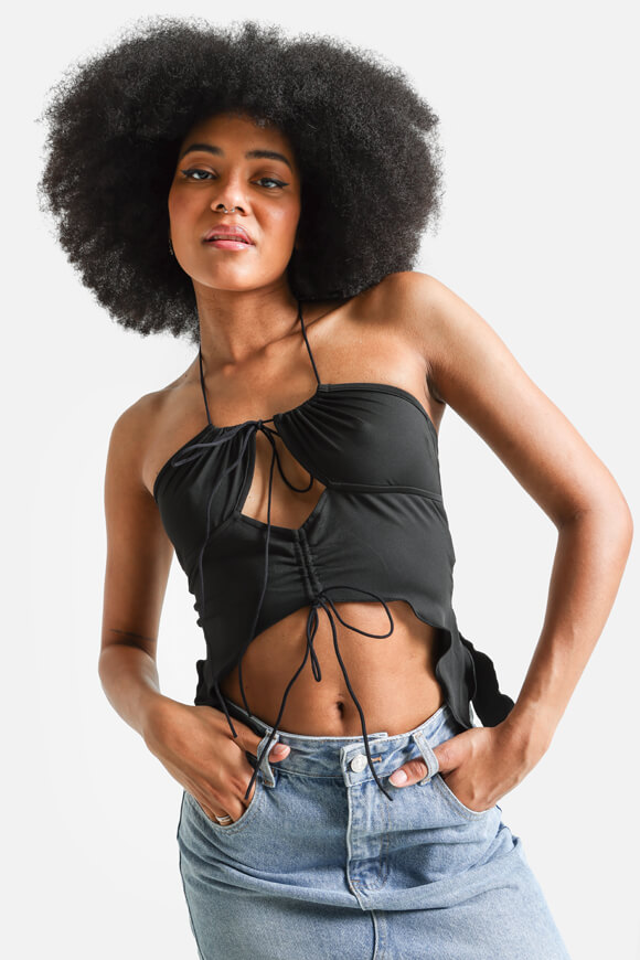 Missue Neckholder Crop Top | Schwarz | Damen  | L von Missue