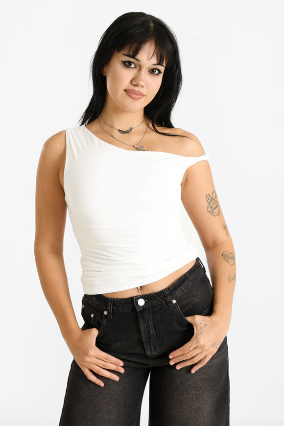 Missue One Shoulder Crop Top | Offwhite | Damen | M Missue One Shoulder Crop Top | Offwhite | Damen | M von Missue