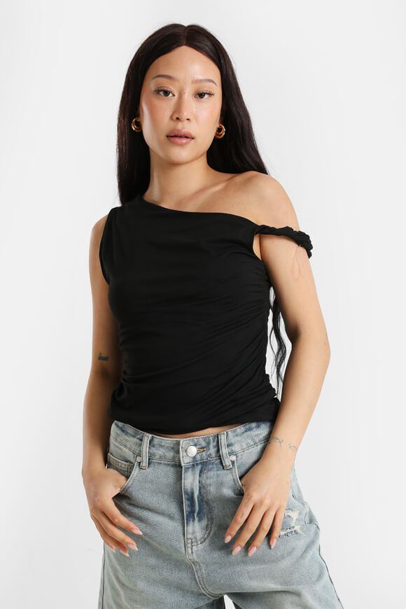 Missue One Shoulder Crop Top | Schwarz | Damen  | L von Missue