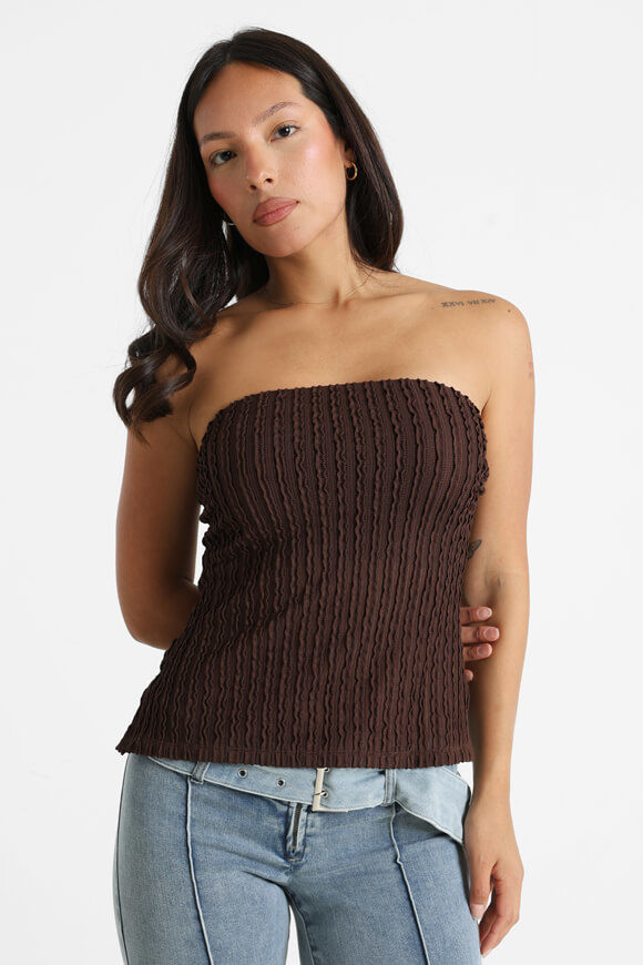 Missue Strukturiertes Bandeau Crop Top | Dunkelbraun | Damen  | M von Missue
