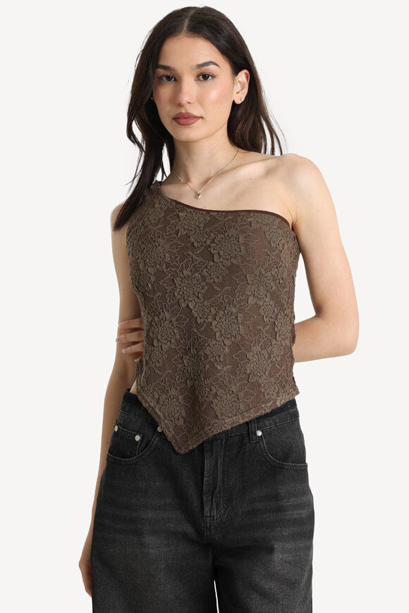 Missue Strukturiertes One Shoulder Top | Braun | Damen | L Missue Strukturiertes One Shoulder Top | Braun | Damen | L von Missue