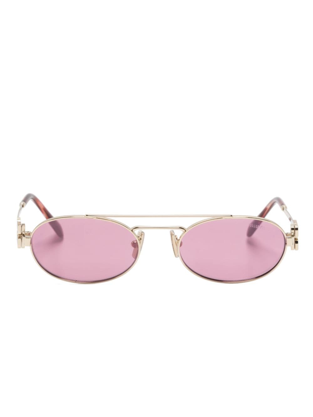Miu Miu Eyewear logo-lettering oval-frame sunglasses - Pink von Miu Miu Eyewear